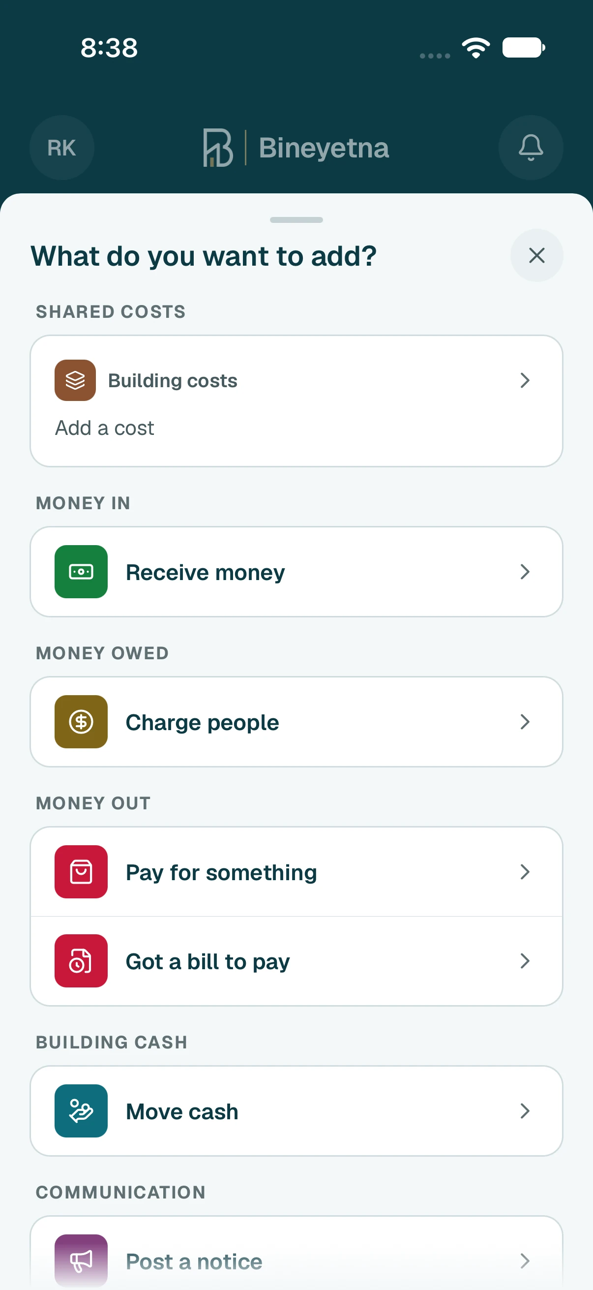 Under Shared costs, tap Building costs · add a cost.