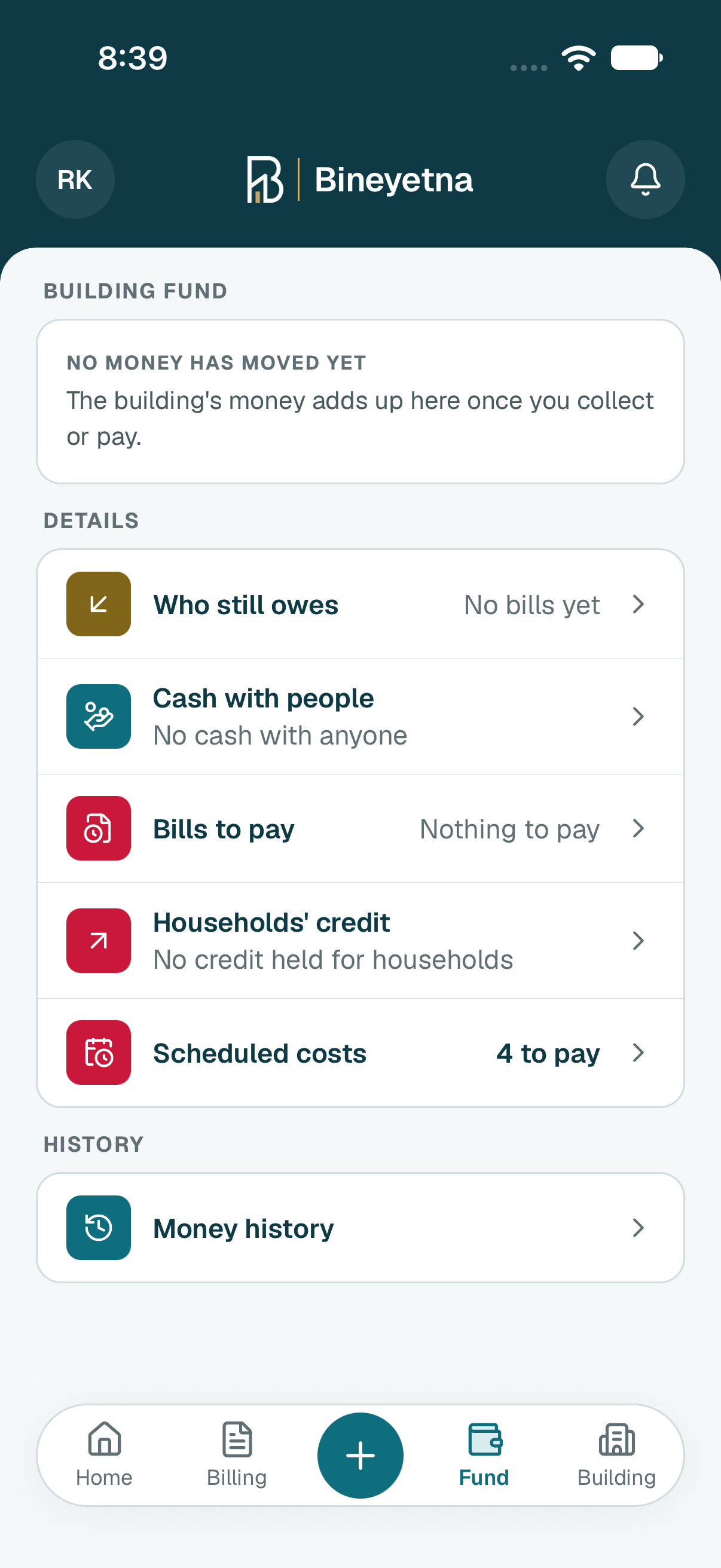 Tap Scheduled costs.