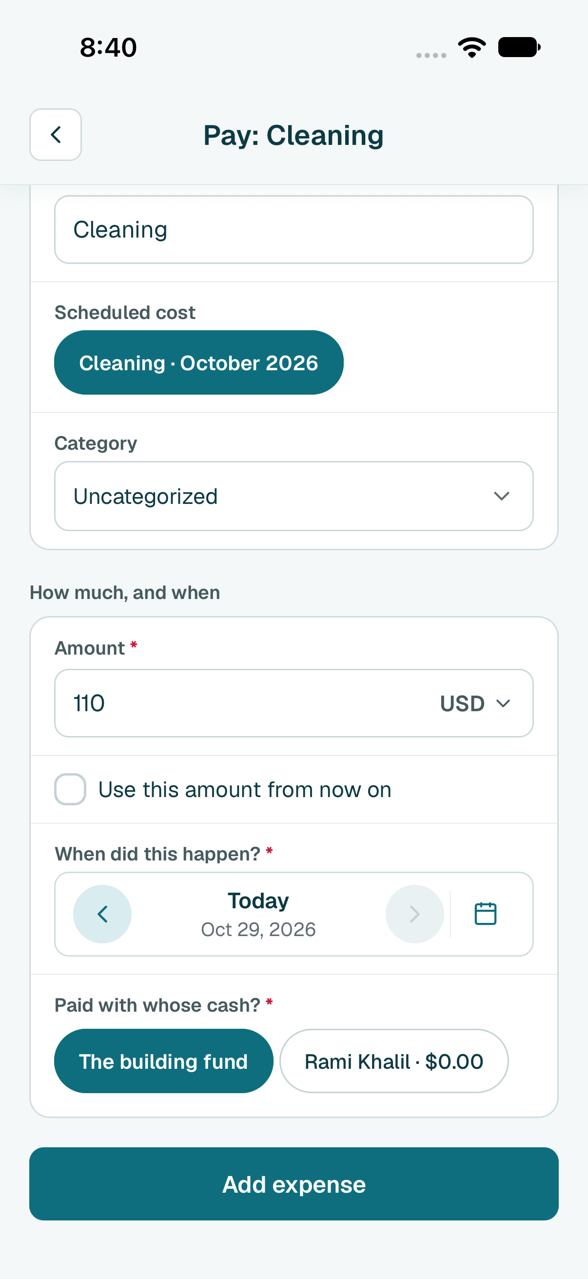 Tap Add expense.