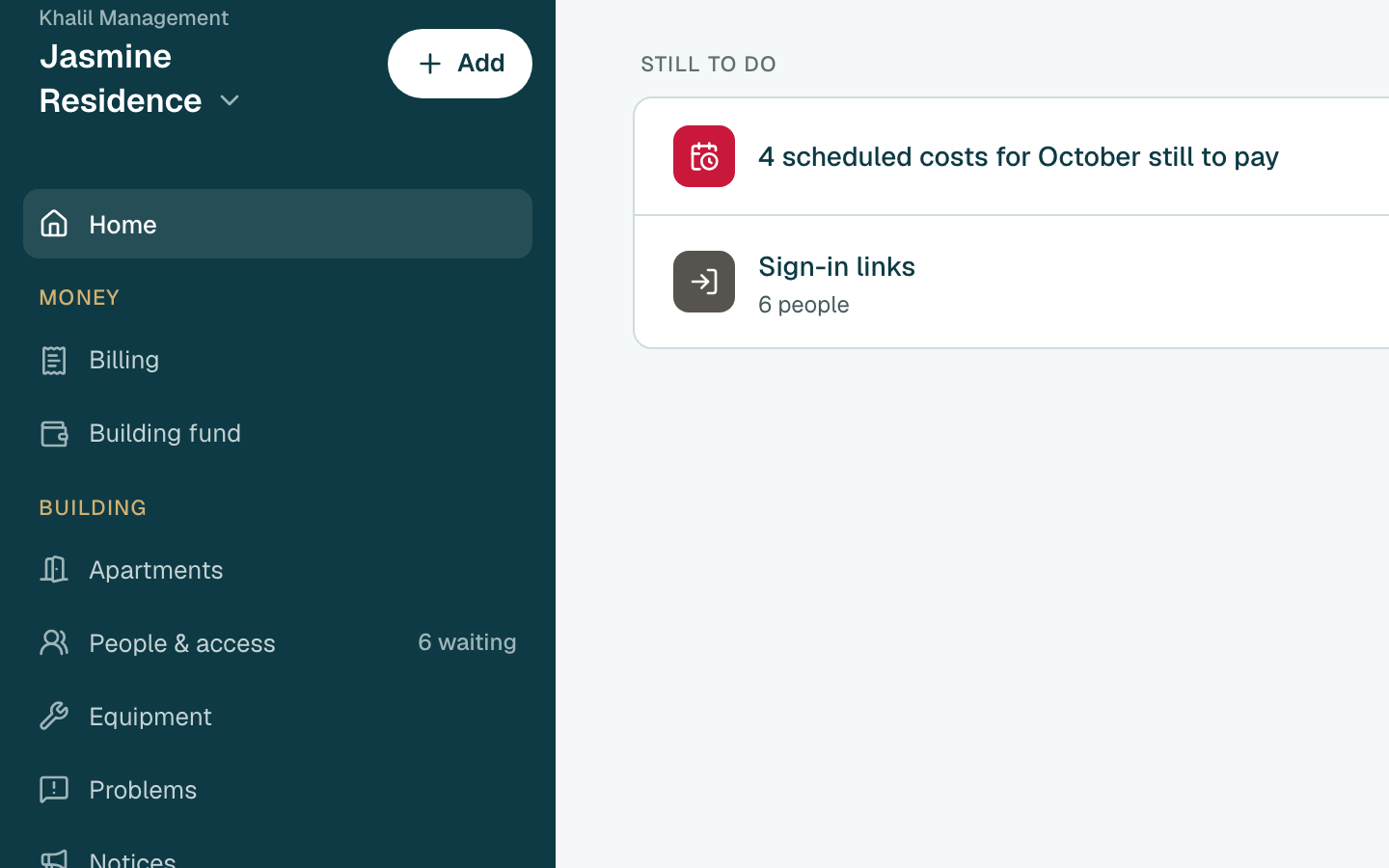Click Building fund in the side menu.