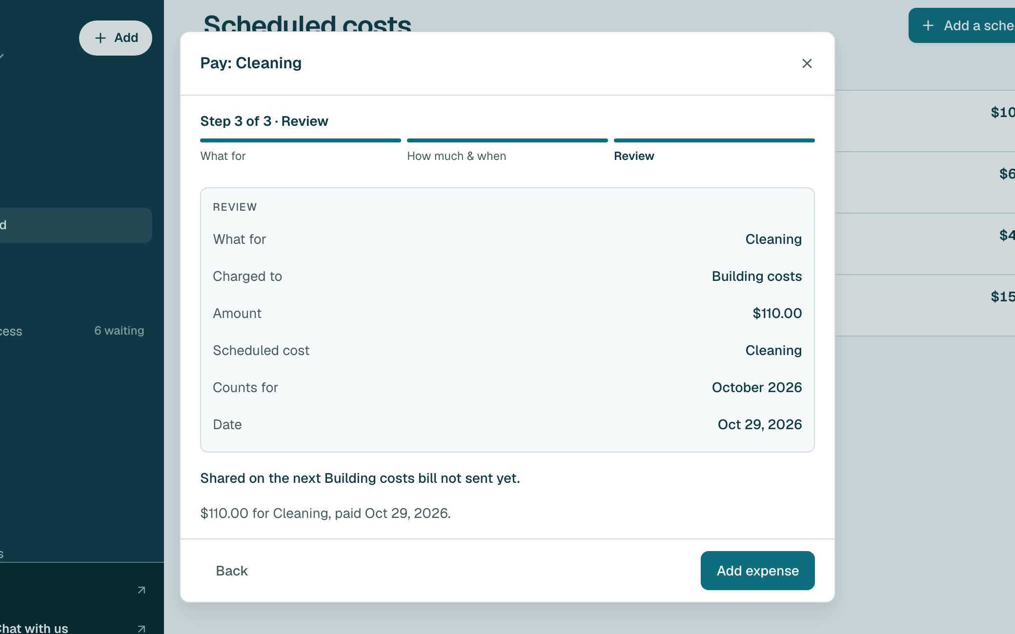 Click Add expense.