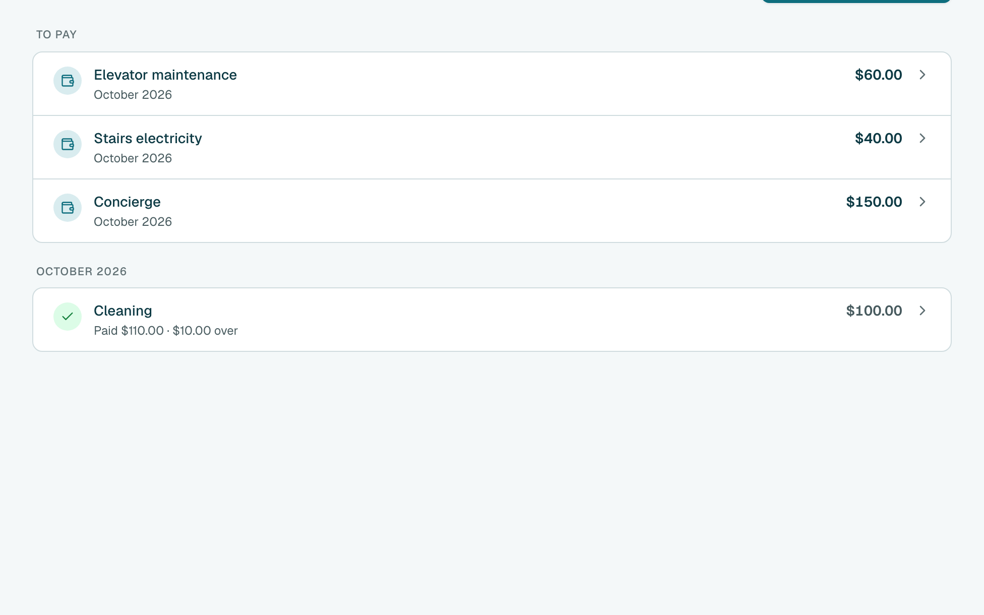 Done. The cost leaves To pay and moves under this month, with what you paid. If you paid more or less than usual, it also shows by how much.