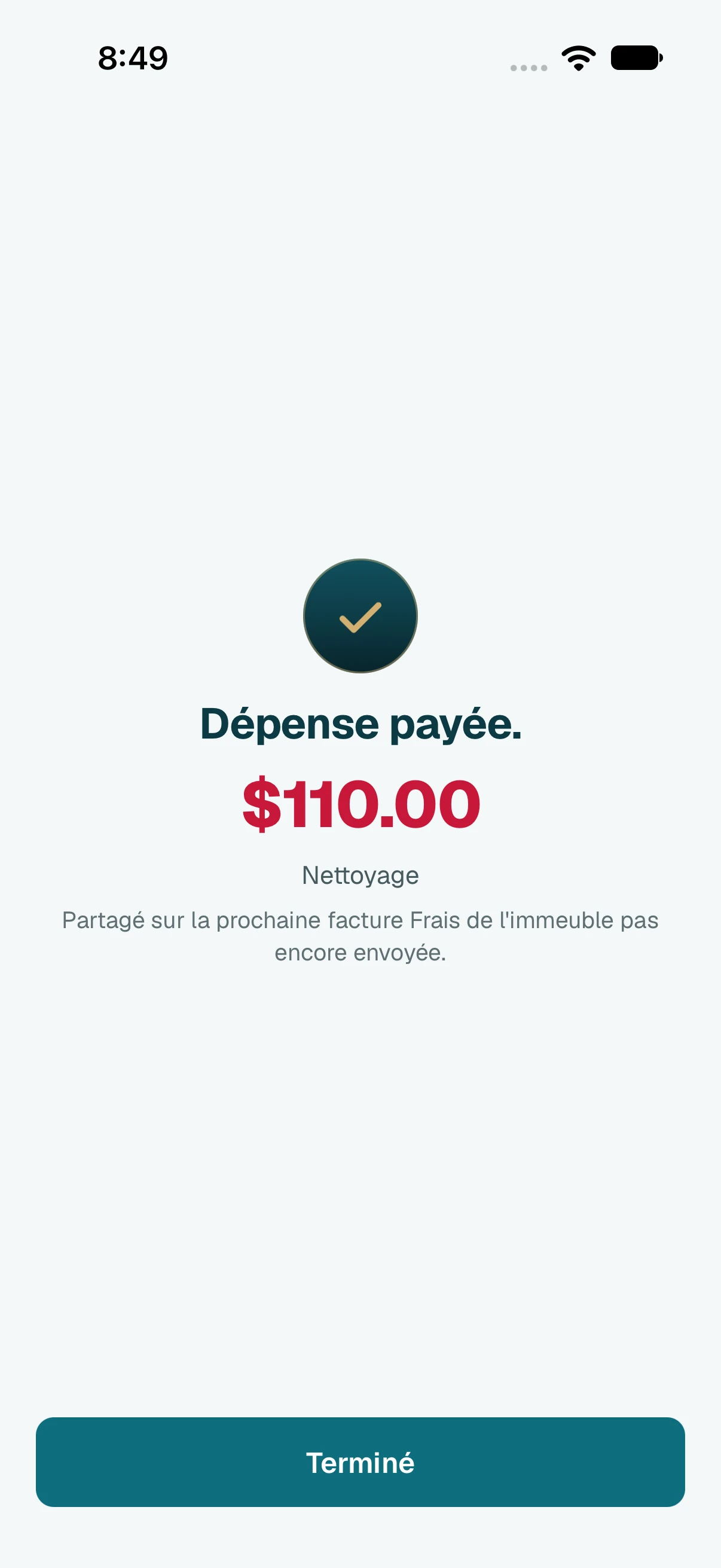 Touchez Terminé.