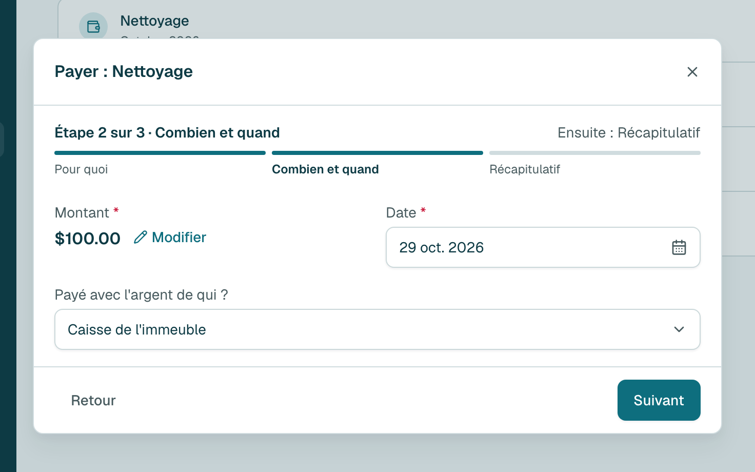 Le montant habituel est déjà rempli. Si vous avez payé un autre montant, cliquez sur Modifier.