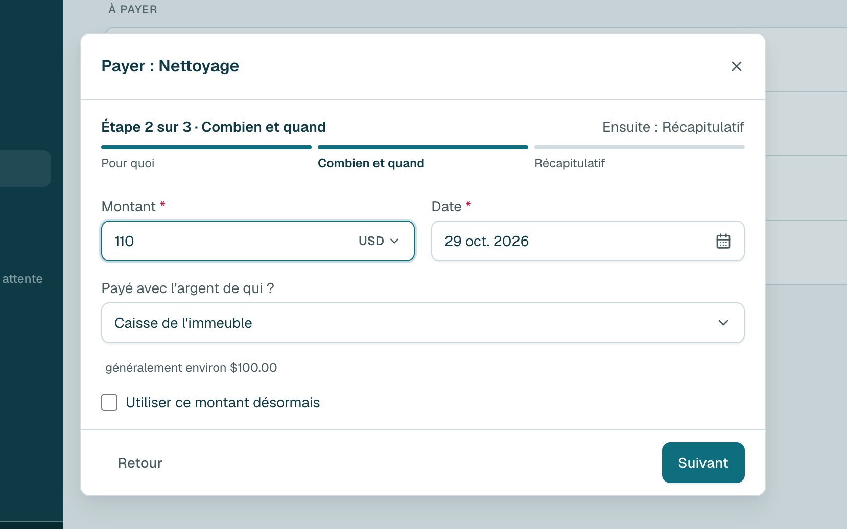 Saisissez ce que vous avez vraiment payé. Puis cliquez sur Suivant.