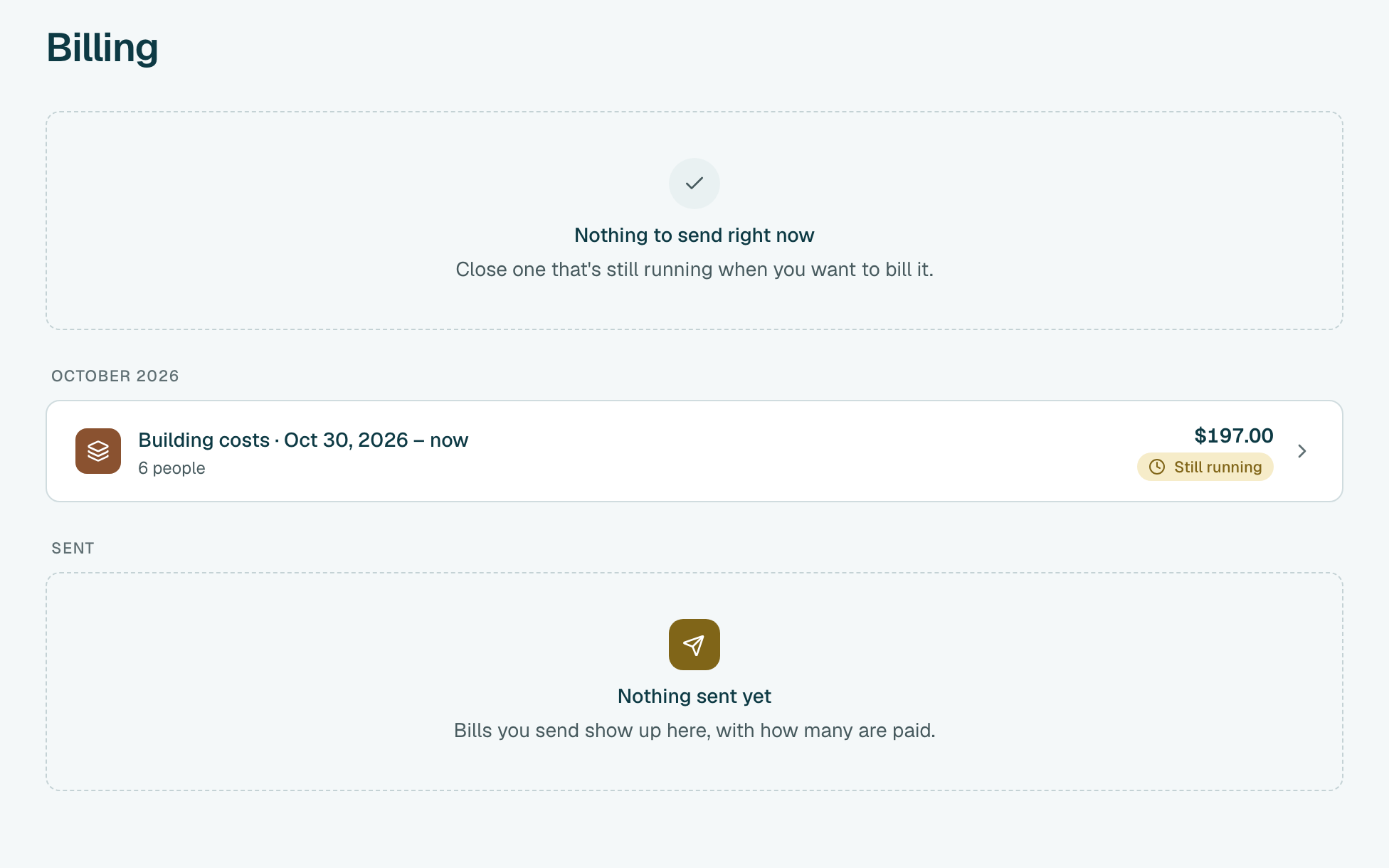 Find Building costs marked Still running and click it.