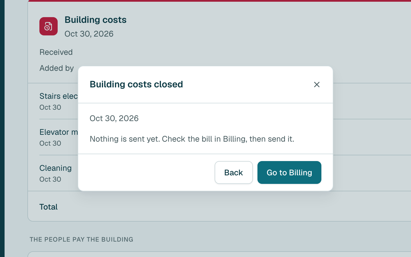 Nothing is sent yet. Click Go to Billing.