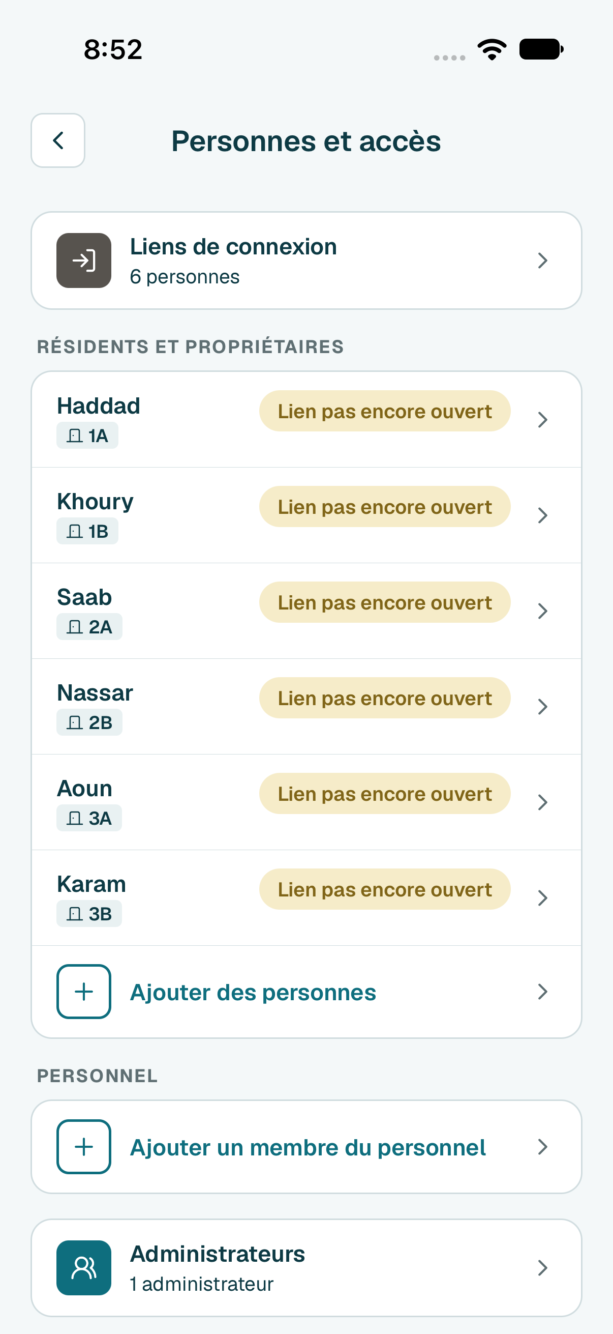 Touchez Liens de connexion. Tous ceux qui ne peuvent pas encore se connecter sont dans cette liste.