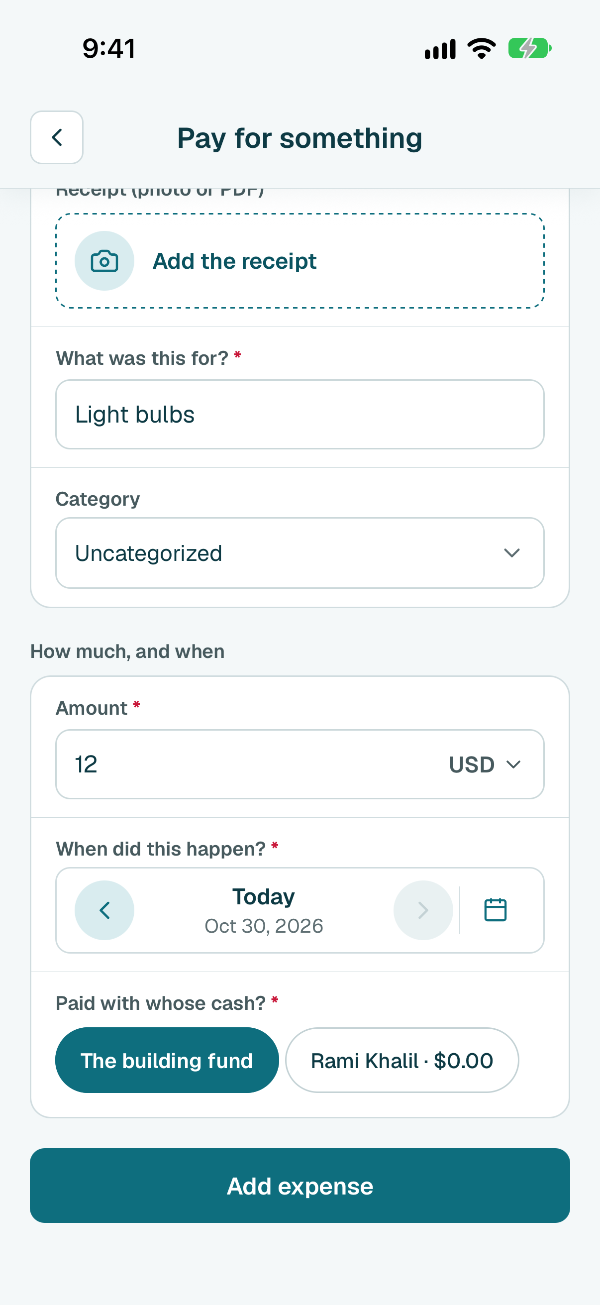 Tap Add expense.