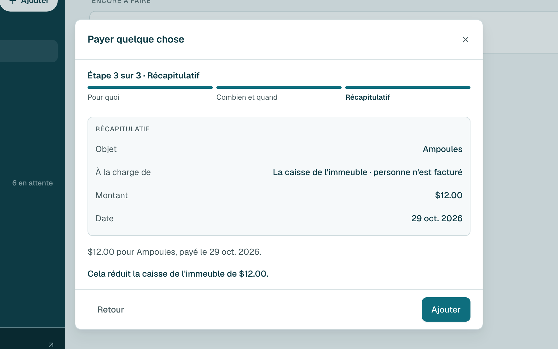 Vérifiez le récapitulatif, puis cliquez sur Ajouter.