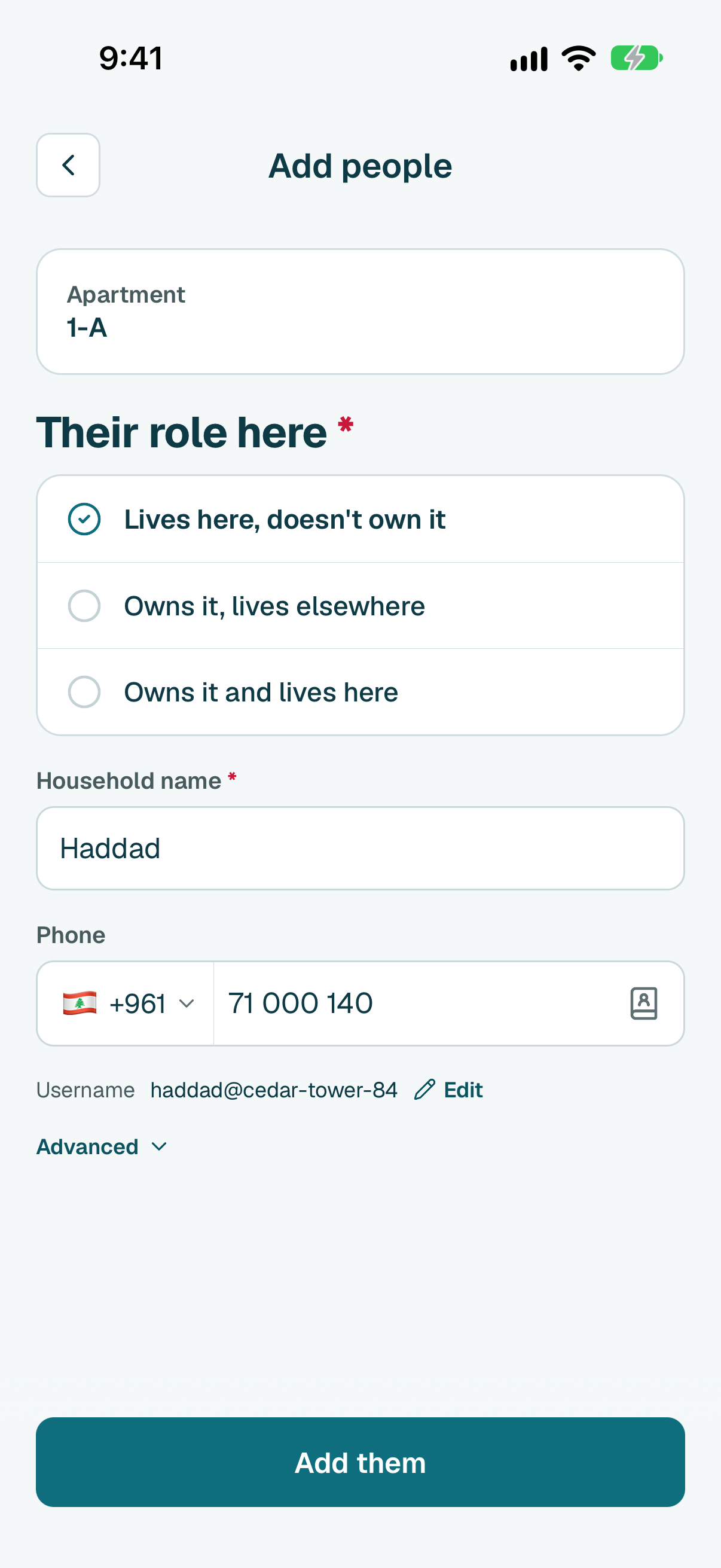 Type their name and phone, then tap Add them. You can send them their sign-in link now, or later.